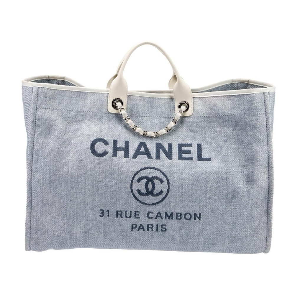 Chanel Vintage Deauville Canvas Large Tote Bag